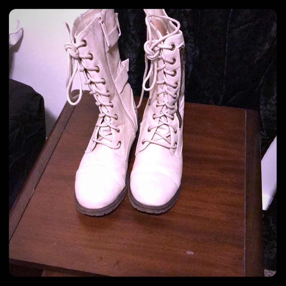 White combat boots